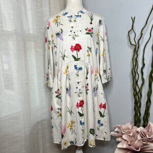 Tuckernuck Fresh Bud Royal Shirt Floral Mini Dress Button Front Women's Small